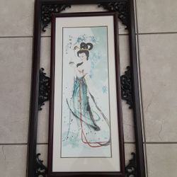 ORIENTAL DECOR A LARGE CHINESE BEAUTY WALL  PICTURE 