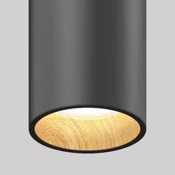 Artika Alton 15-Watt 1 Light Black & Wood Modern 5 CCT Integrated LED Mini Pendant Light Fixture for Kitchen Island