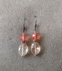 Cherry quartz crystal pink earrings