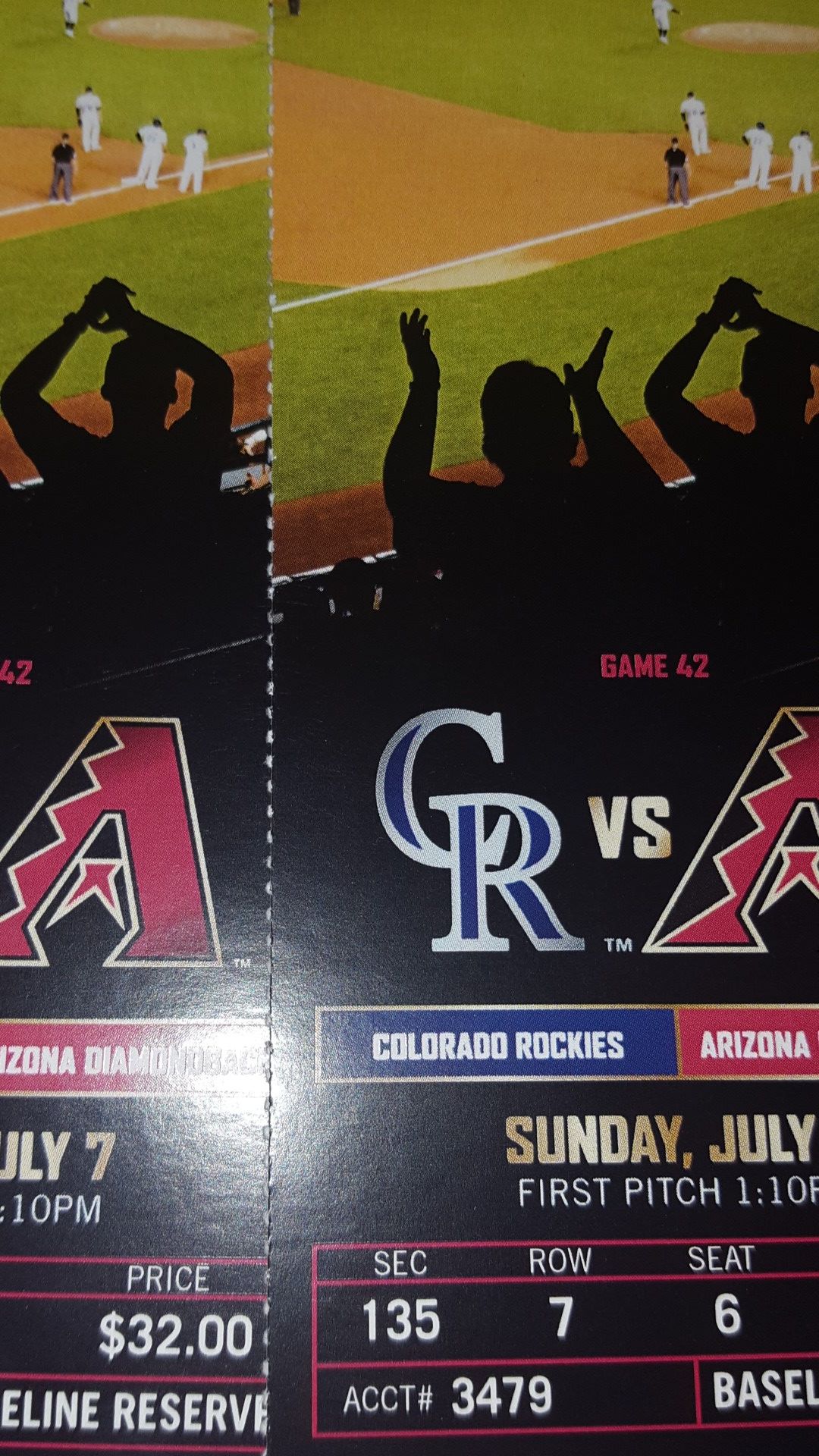 Dbacks tickets for sundays game at 110pm for Sale in Glendale, AZ