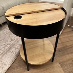 Wood Nightstand or Side Table with black legs