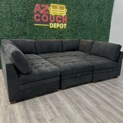 Black Sectional Modular Couch - Free Delivery