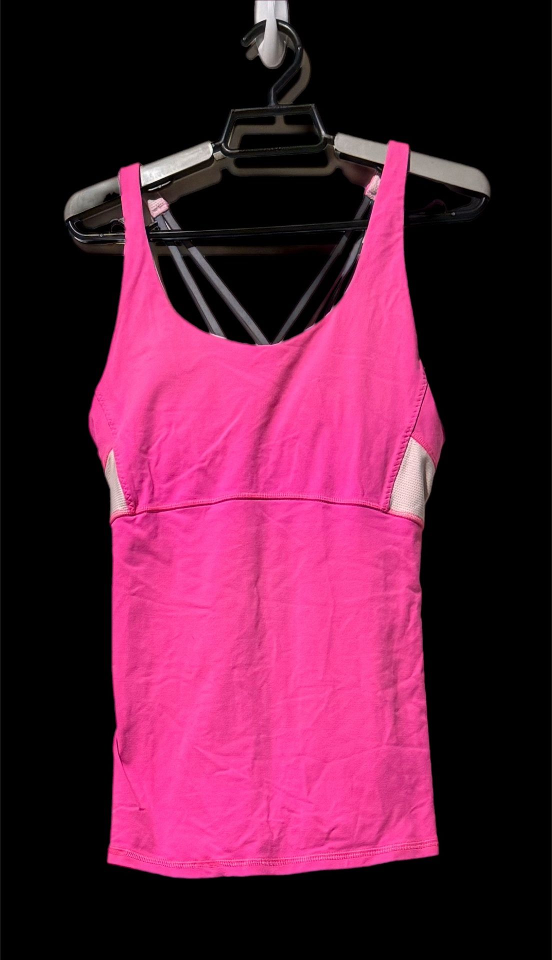 Athleta (C) Activewear Start Up Tank Sz M Neon Pink Bra Racerback  Padded EUC