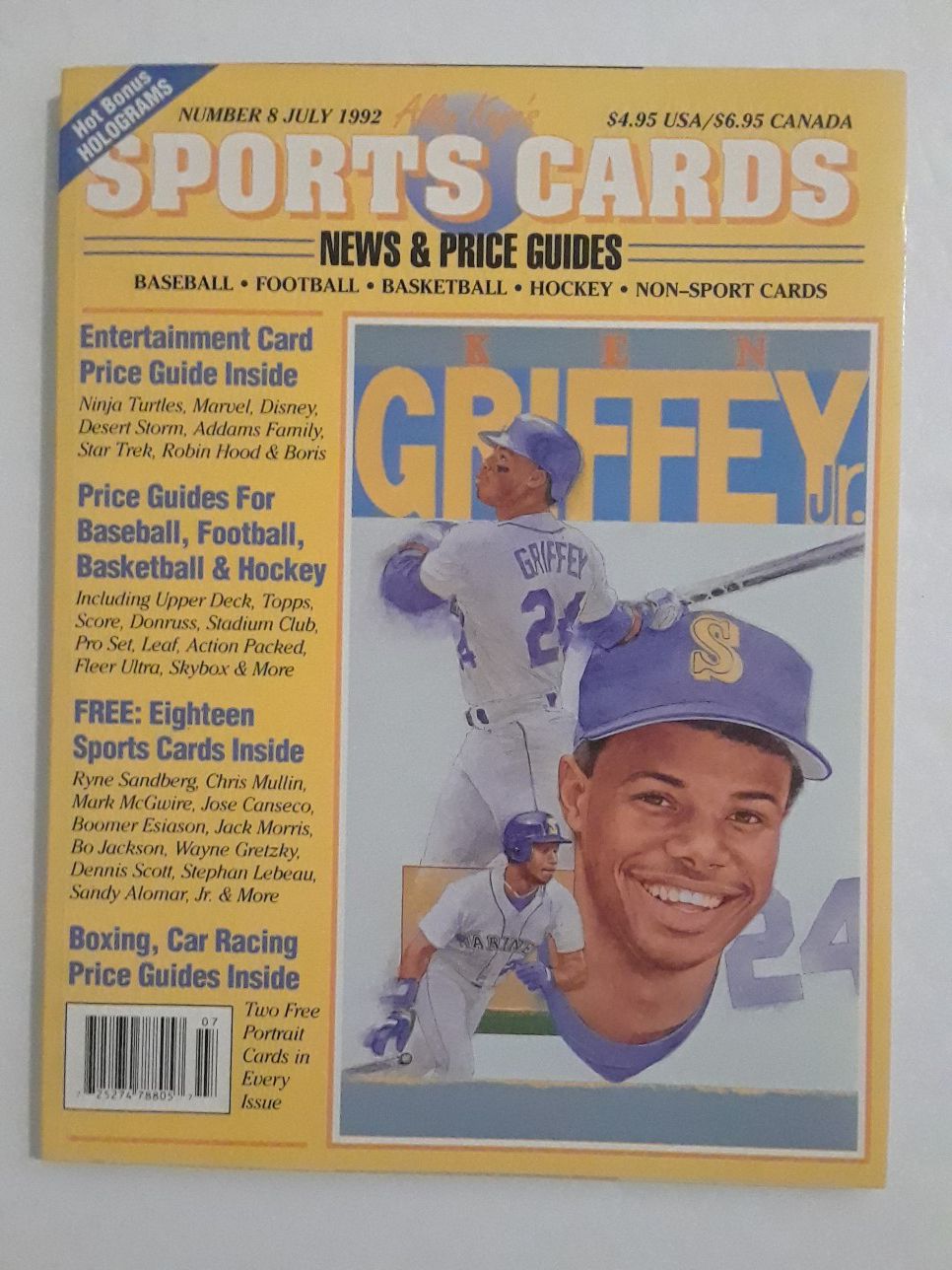 Ken Griffey Jr Sports Cards Magazine Number 8 July 1992 Excellent Condition