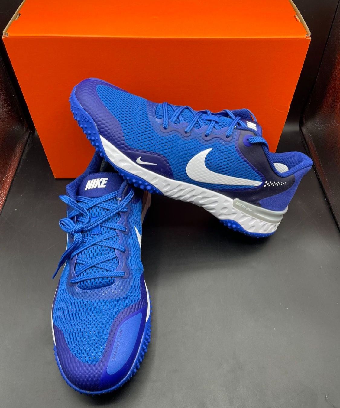 New Mens Size Nike Alpha Huarache Elite Turf Game Royal