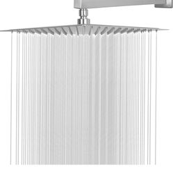 Shower Head with Extension Arm, High Pressure Square Shower Head with ShowerArm, Stainless Steel Rainfall Shower Head 