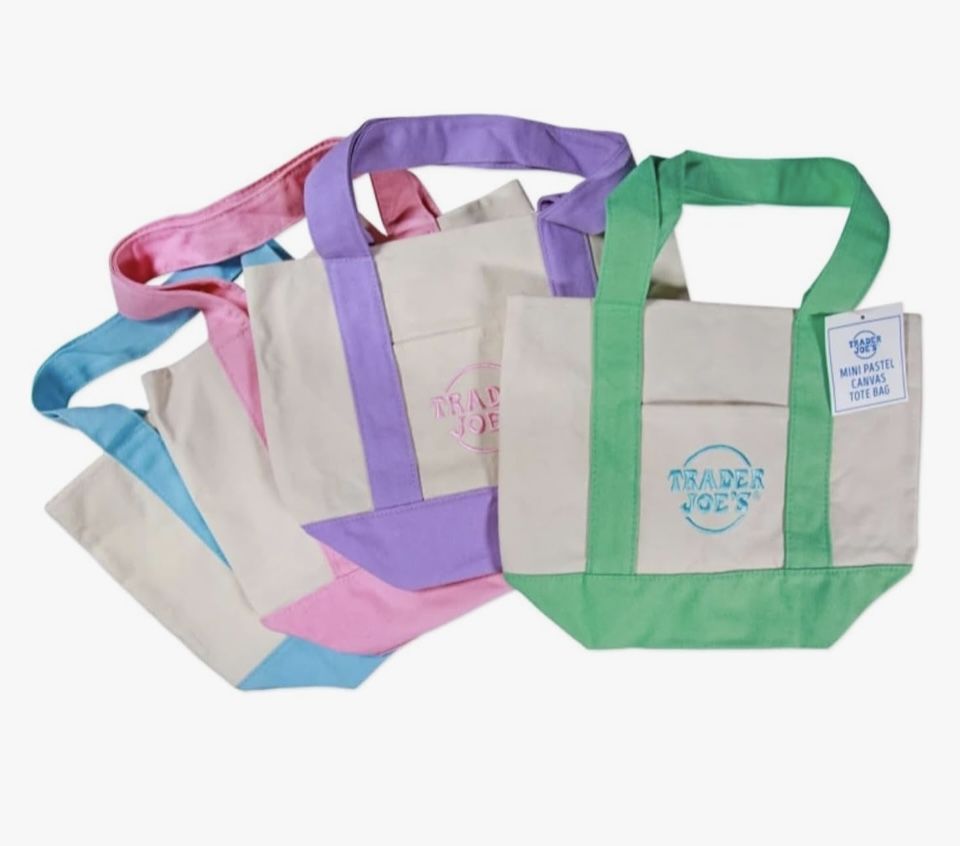 New - Set of Four Trader Joe's Mini Canvas Totes Bags