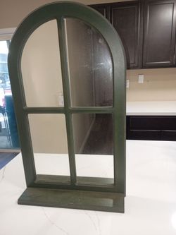 Green Arched Window Frame Wall Decor
