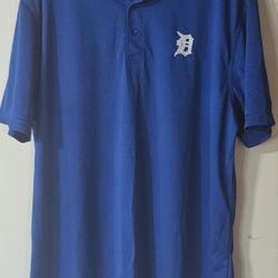 Large Men's Detroit Tigers Logo Blue Polo Shirt