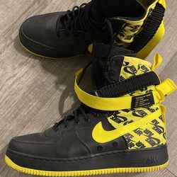 Sf air force 1 high black dynamic yellow top
