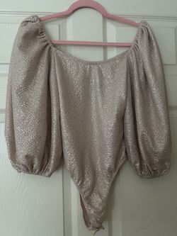 Glitter Off-Shoulder Puff Sleeve Bodysuit