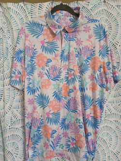 Chubbies Polo Shirt Mens XL Multicolor Floral Performance Stretch Golf EUC