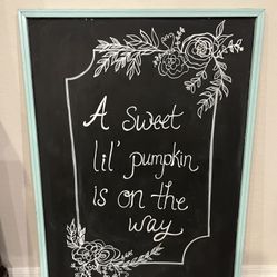 Teal Wood Framed Chalk Board Wall Hanging 