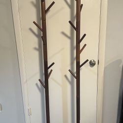 Asian-Inspired Wooden Coat Hangers (Set of 2) – Bamboo Look, Modern Style