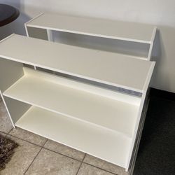 Two White Matching White Shelving Units 