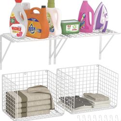 2 Pack Laundry Room Wall Shelves