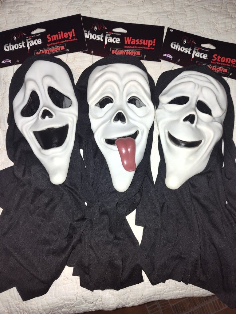 Scary Movie Mask of Ghostface Spoof Masks SMILEY STONED & WASSUP 2023 Rare NWT