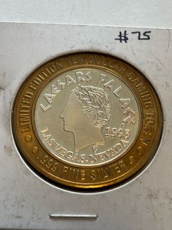 1995  Caesars Palace Limited Edition $10 Silver Gaming Token .999 Fine Silver 0.6oz Las Vegas