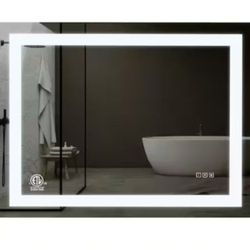 Kinwell 40 in. W x 32 in. H Rectangular Frameless Anti-Fog LED Light Wall Bathroom Vanity Mirror in Tempered Glass