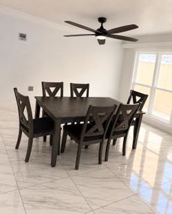 Ashley dining table, six chairs, Dark, Grey, in great condition