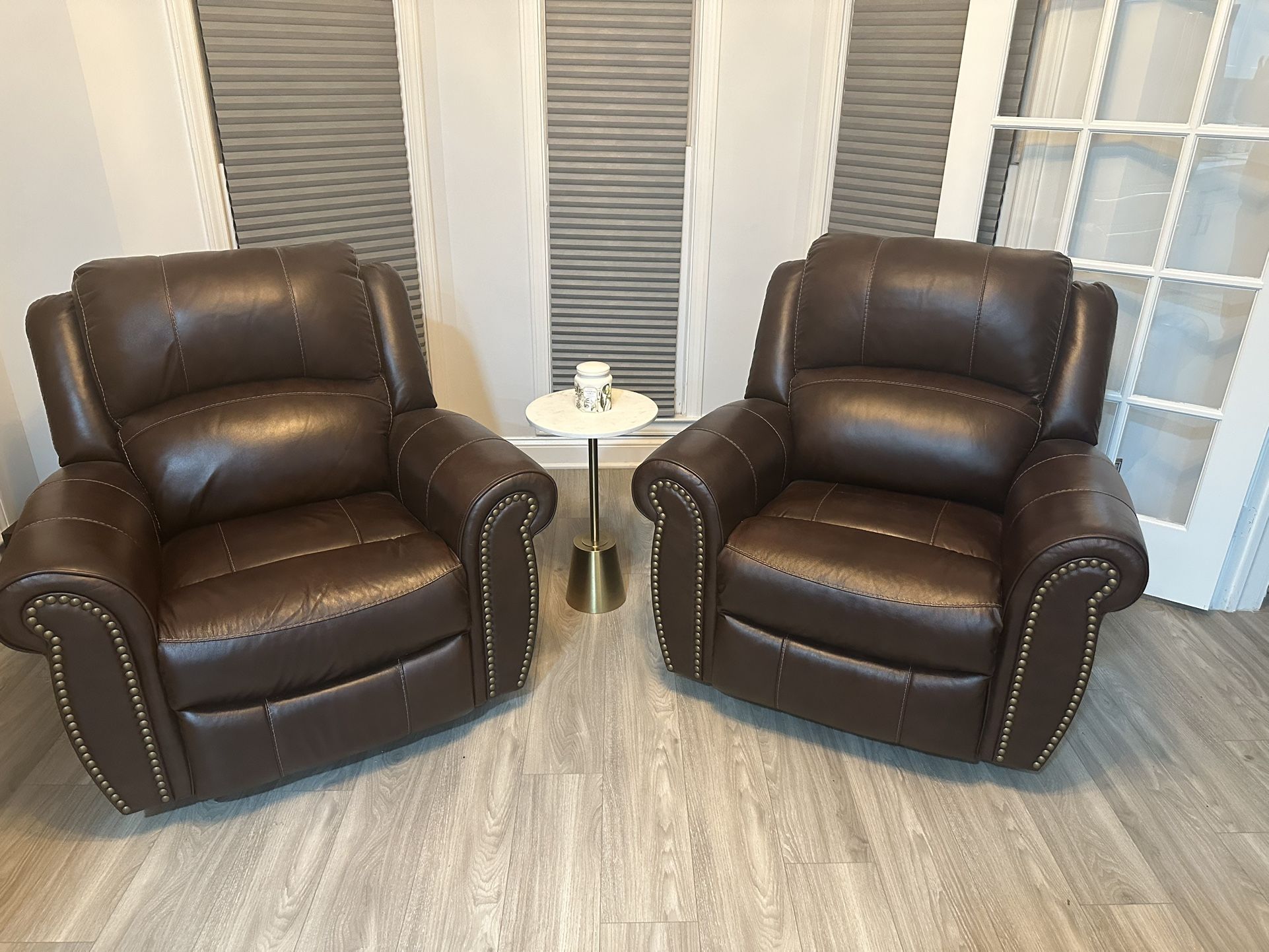 2  (Pair)Never Used REAL leather Recliners