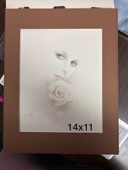 Vintage Lithograph Bob Harrison Woman with the White Rose