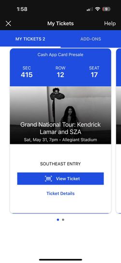 2 Kendrick Lamar Vegas Tickets