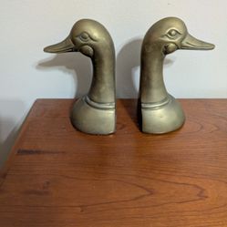 Vintage Brass Duck Bookends.  