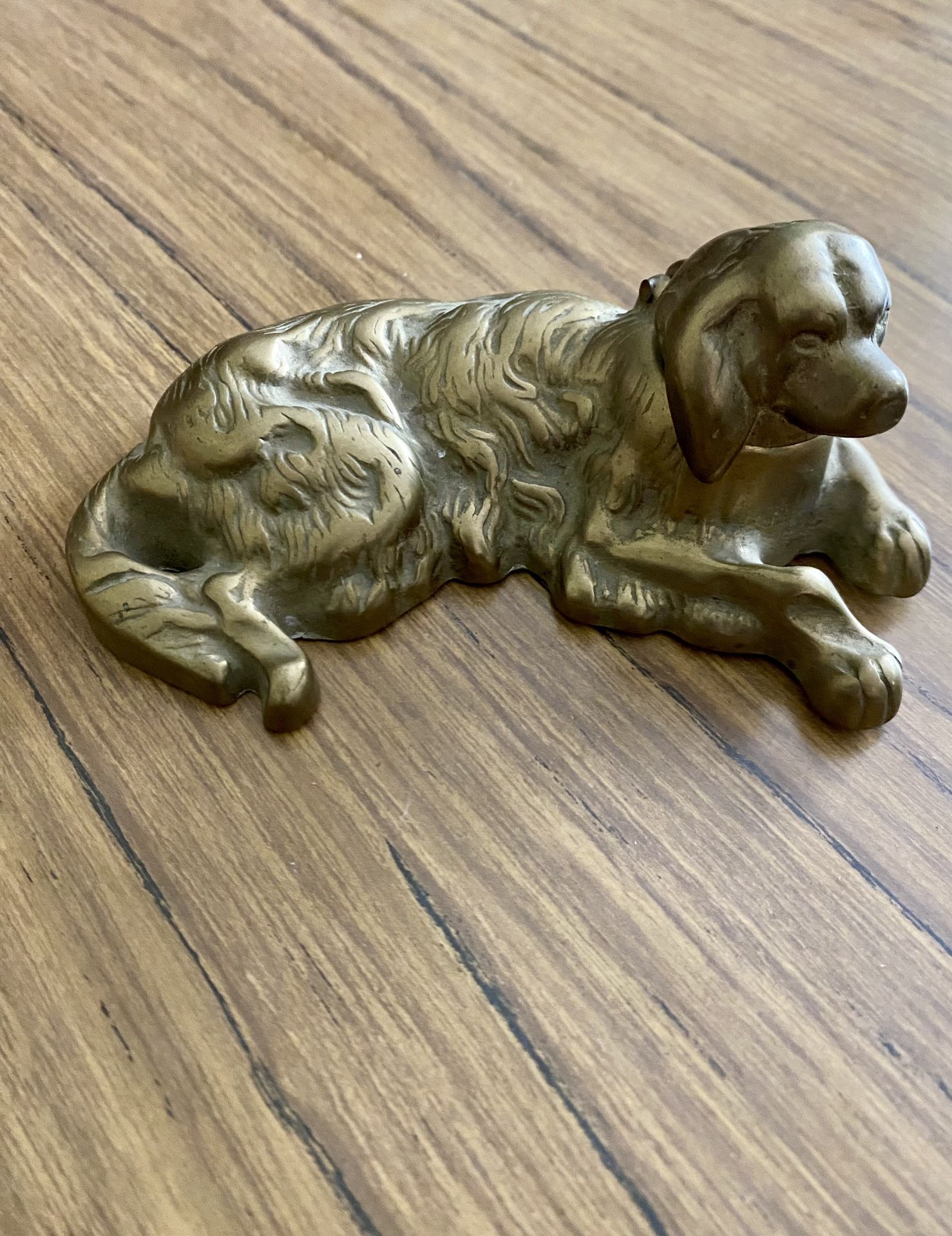 Vintage Brass Figural Dog Inkwell 