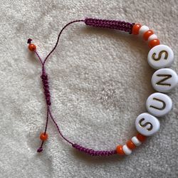 Purple, Orange and White Suns Beaded Bracelet 