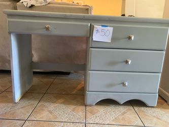 Vintage Painted Wood Desk with Drawers