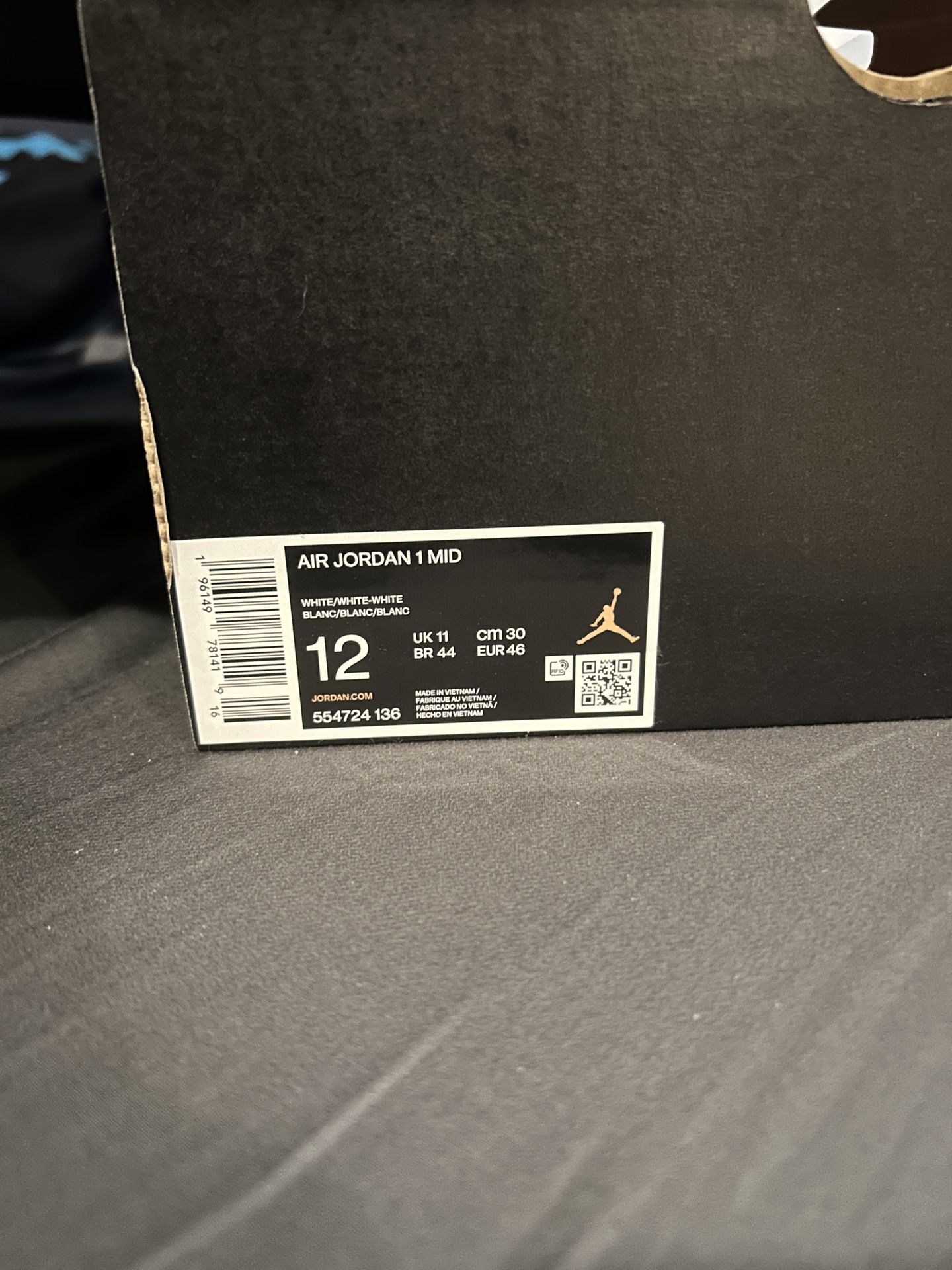 Air Jordan 1 Mid White Size 12