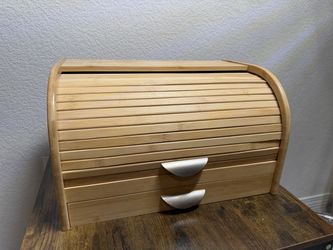 Bamboo Roll-Top Bread Box + Drawer