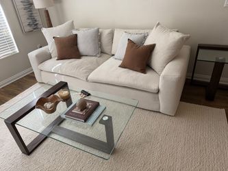 Cream Fabric Two-Seat Sofa