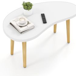 Mango Coffee Table Low Table with 4 Solid Wood Sturdy Legs, Floor Table Desk for Sitting on The Floor, Storage and Living Room Furniture (White)