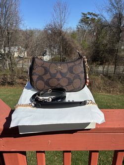 Coach Brown Canvas and Leather Teri Shoulder Bag