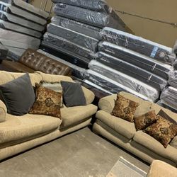 Fabric Sofa And Loveseat 