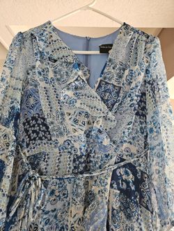 Maison Tara Blue Paisley Floral Wrap Dress