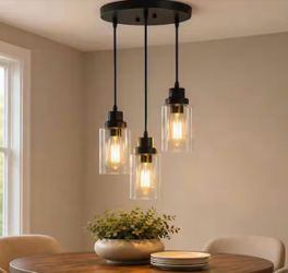 3-Light Black Vintage Cluster Hanging Ceiling Pendant light