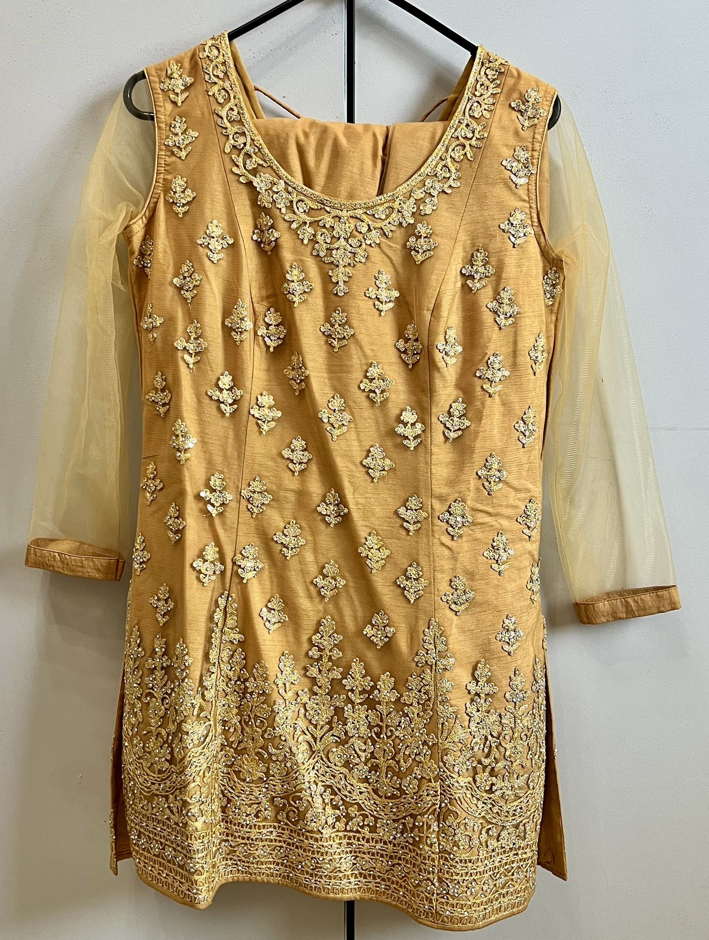 Mustard color Sharara Pant Lehenga with a matching dupatta