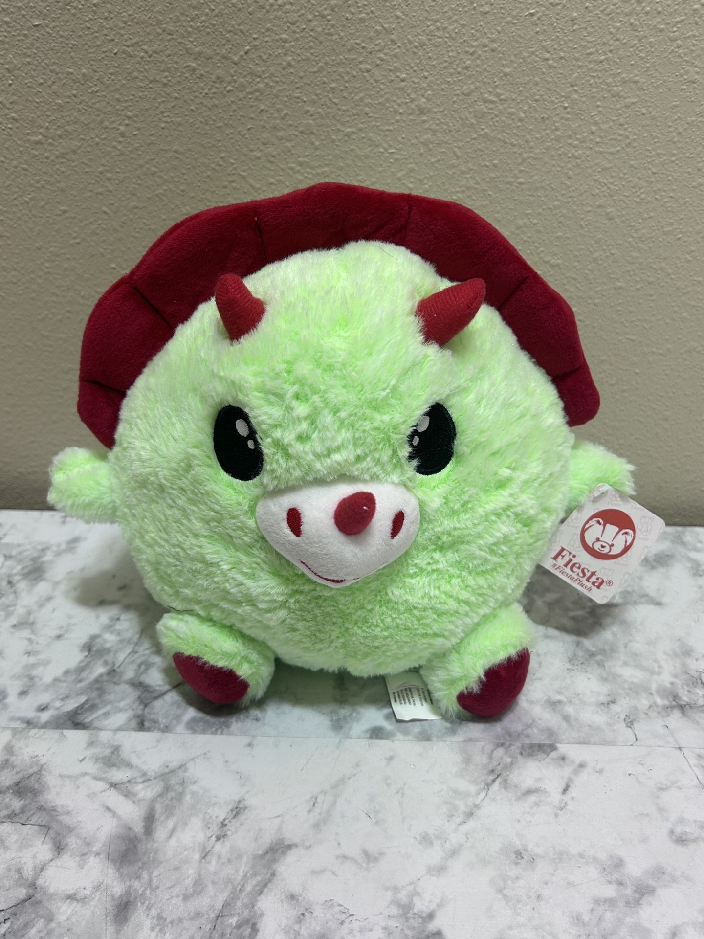 Fiesta Gumballs Dinosaur Triceratops Plush Stuffed Animal Toy 8.5" Green Red NWT