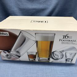 Libbey Football  “Beer & Shot” Glass (16 Pieces) Set - Brand New! 