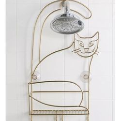 Cat shape gold stainless steel bathroom caddy