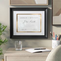 11"x14" Matted to 8.5"x11" Certificate Frame Black - Threshold