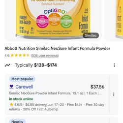 Similar Baby formula Neo sure 18 Can For 250