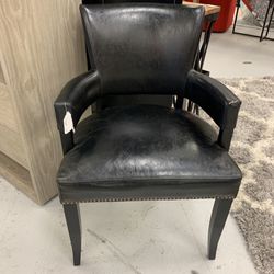 Studded Black Leather Chair 