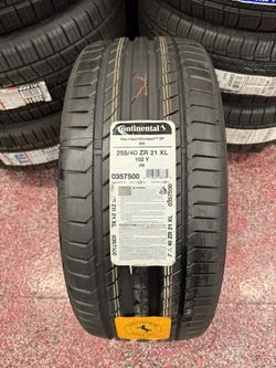 CONTINENTAL 255/40/21 NEW $175 EACH CONTISPORT CONTACT 5p 255/40R/21 SPORT TIRE 255/40ZR/21 SUMMER HIGH PERFORMANCE TIRE 255/40Zr21
