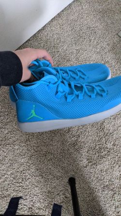 Blue Jordan shoes.