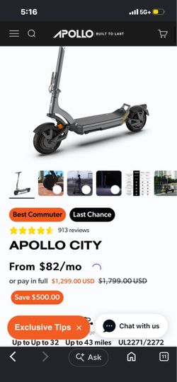 Slightly used Apollo city e-scooter and trying to sell