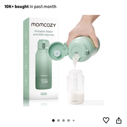 Momcozy Portable Milk Warmer for Travel – Dual Heating Modes for Breast Milk & Water, Portable Bottle Warmer with Fast Heating & Long Battery Life, 17